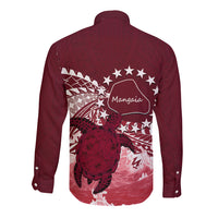 Cook Islands Mangaia Gospel Day Long Sleeve Button Shirt Polynesian Art With Sea Turtle
