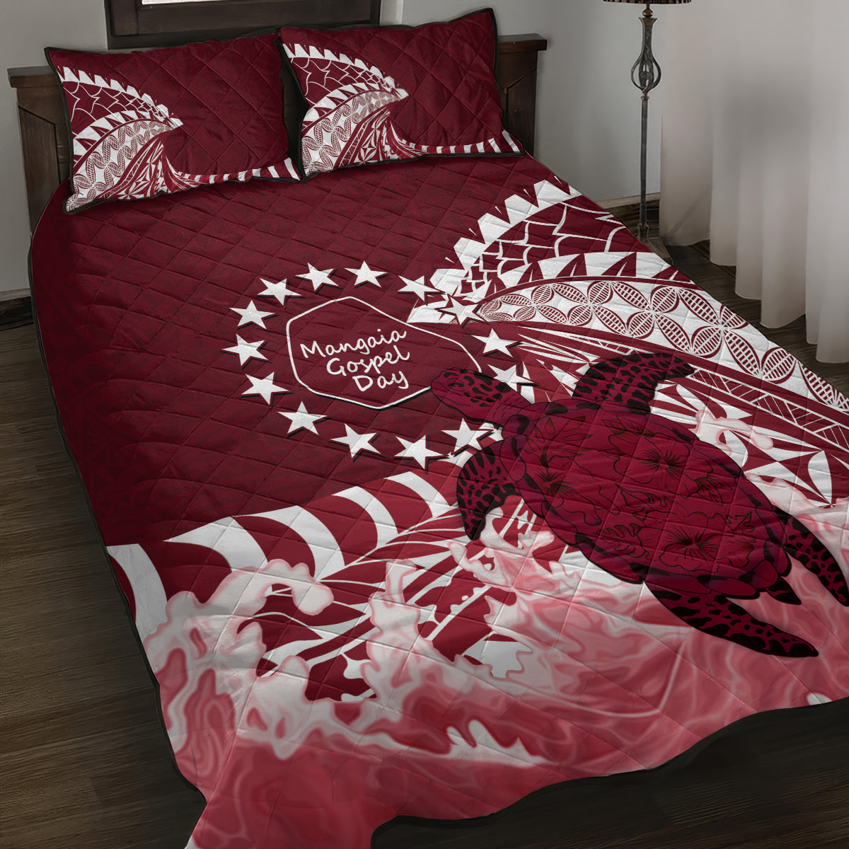 Cook Islands Mangaia Gospel Day Quilt Bed Set Polynesian Art With Sea Turtle