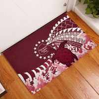 Cook Islands Mangaia Gospel Day Rubber Doormat Polynesian Art With Sea Turtle