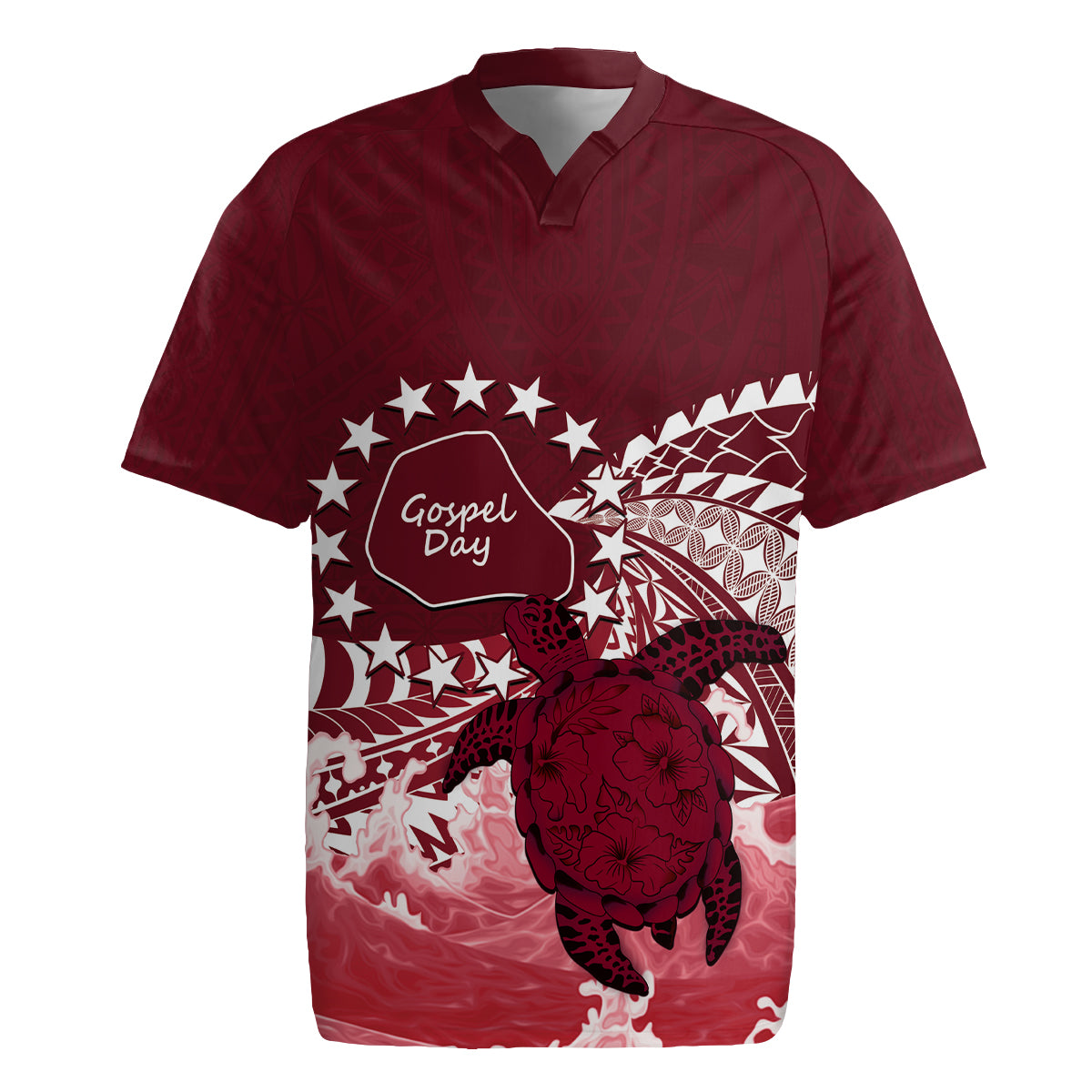 Cook Islands Mangaia Gospel Day Rugby Jersey Polynesian Art With Sea Turtle