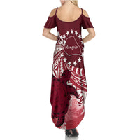 Cook Islands Mangaia Gospel Day Summer Maxi Dress Polynesian Art With Sea Turtle