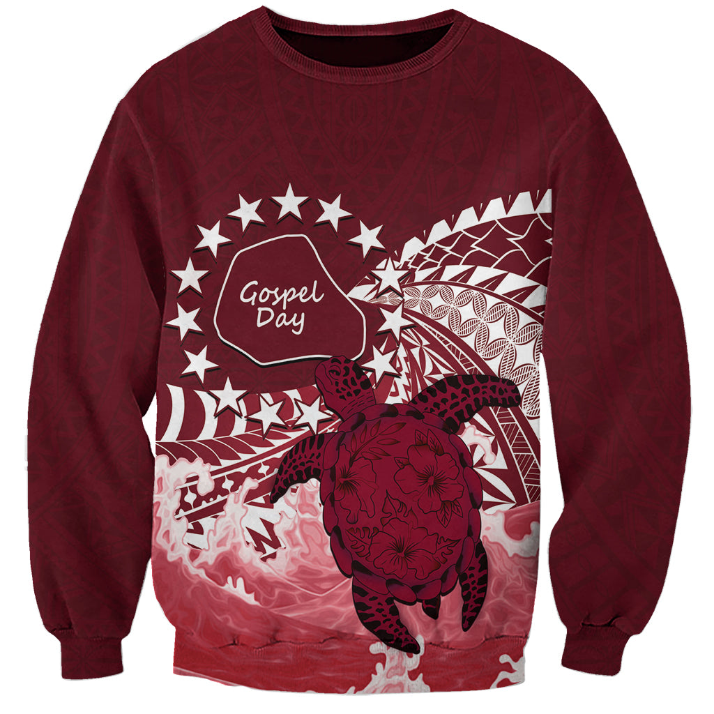 Cook Islands Mangaia Gospel Day Sweatshirt Polynesian Art With Sea Turtle