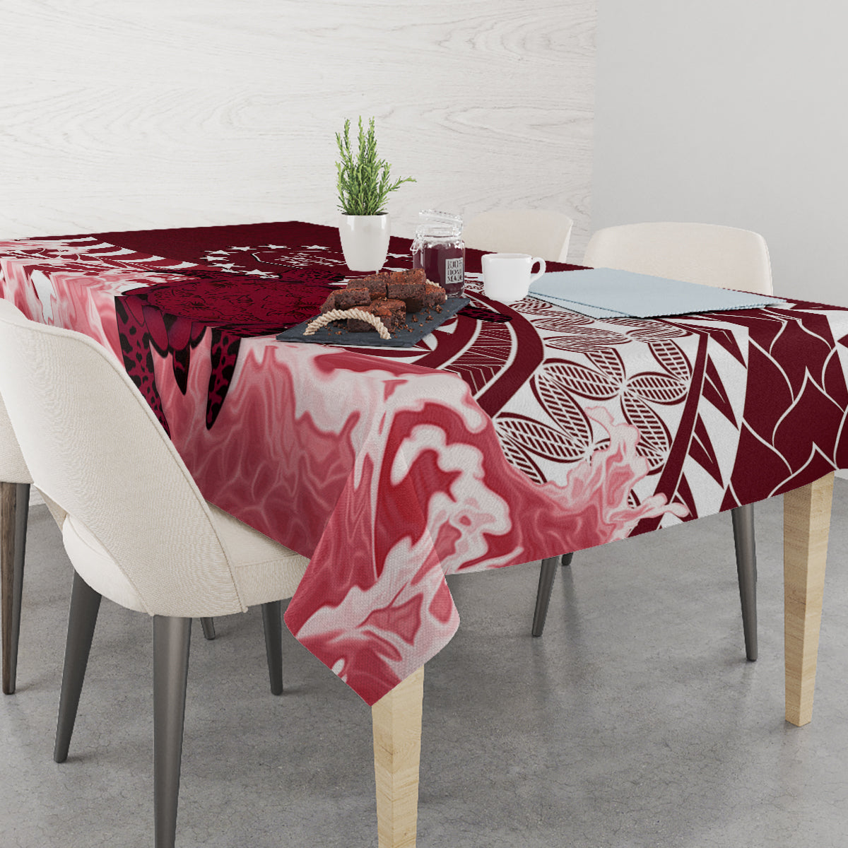 Cook Islands Mangaia Gospel Day Tablecloth Polynesian Art With Sea Turtle