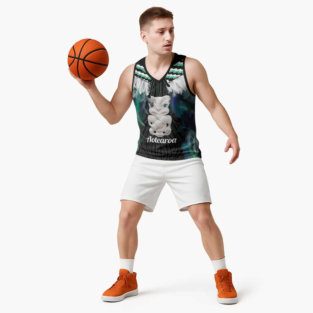Aotearoa Korowai Motif Basketball Jersey Hei Tiki Poutama Maori Pattern - Polynesian Pride
