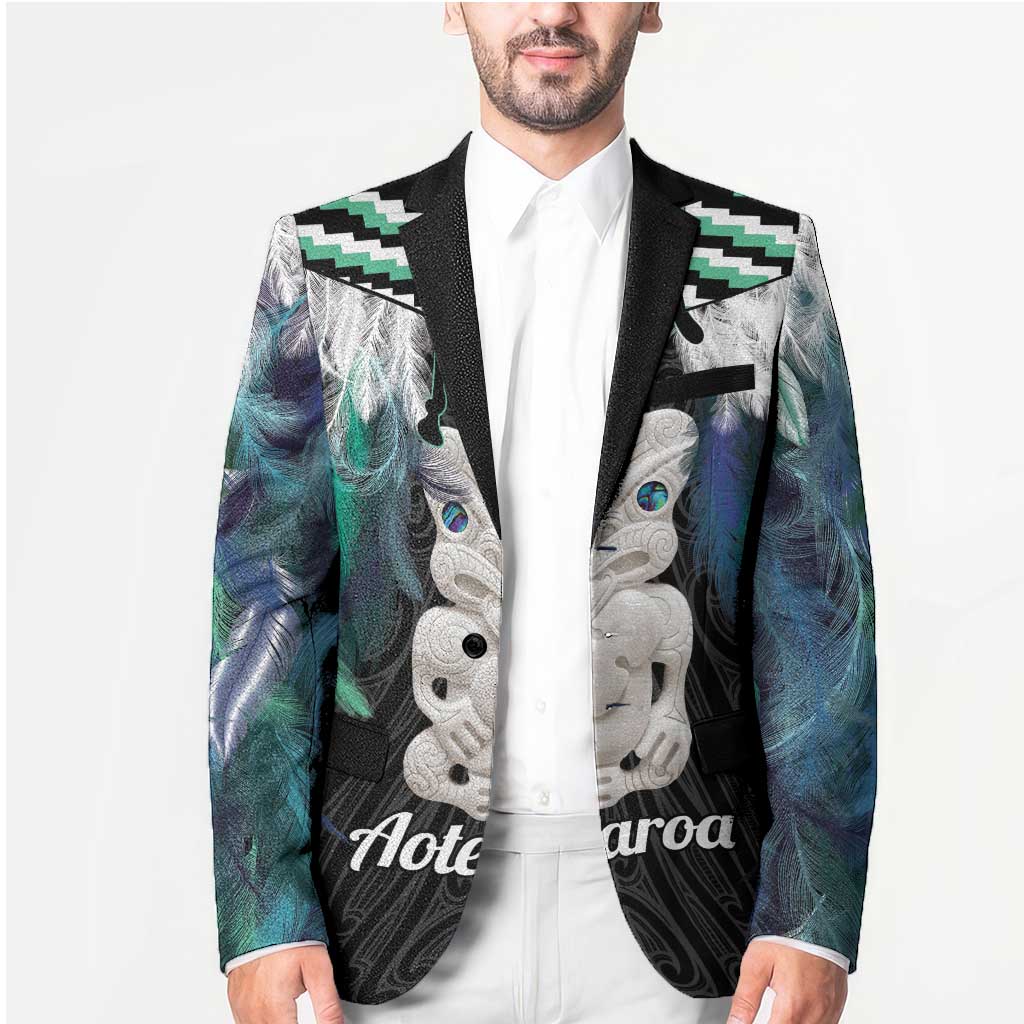 Aotearoa Korowai Motif Blazer Hei Tiki Poutama Maori Pattern - Polynesian Pride
