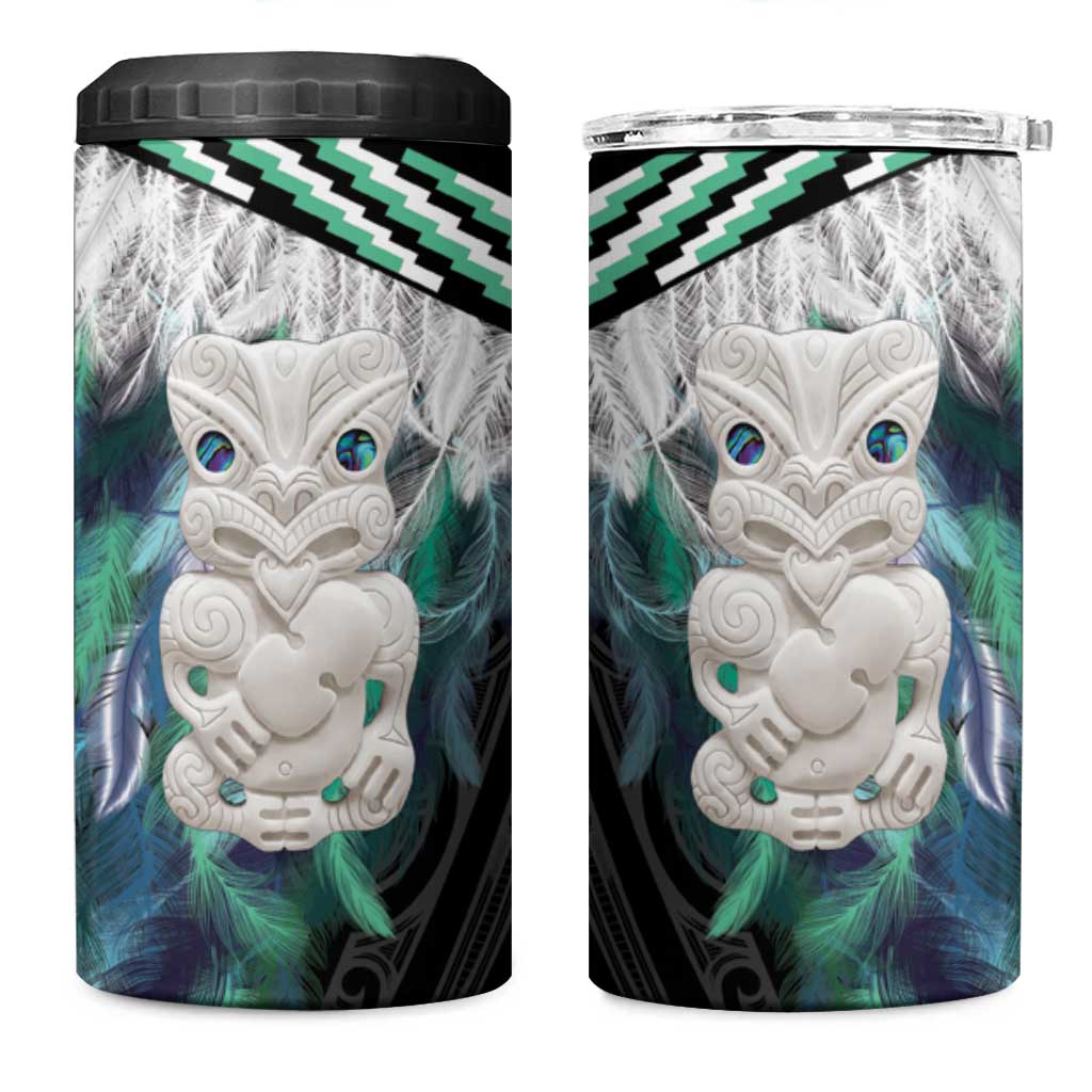 Aotearoa Korowai Motif 4 in 1 Can Cooler Tumbler Hei Tiki Poutama Maori Pattern