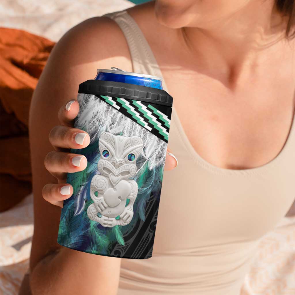 Aotearoa Korowai Motif 4 in 1 Can Cooler Tumbler Hei Tiki Poutama Maori Pattern