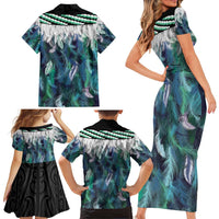 Aotearoa Korowai Motif Family Matching Short Sleeve Bodycon Dress and Hawaiian Shirt Hei Tiki Poutama Maori Pattern LT14 - Polynesian Pride