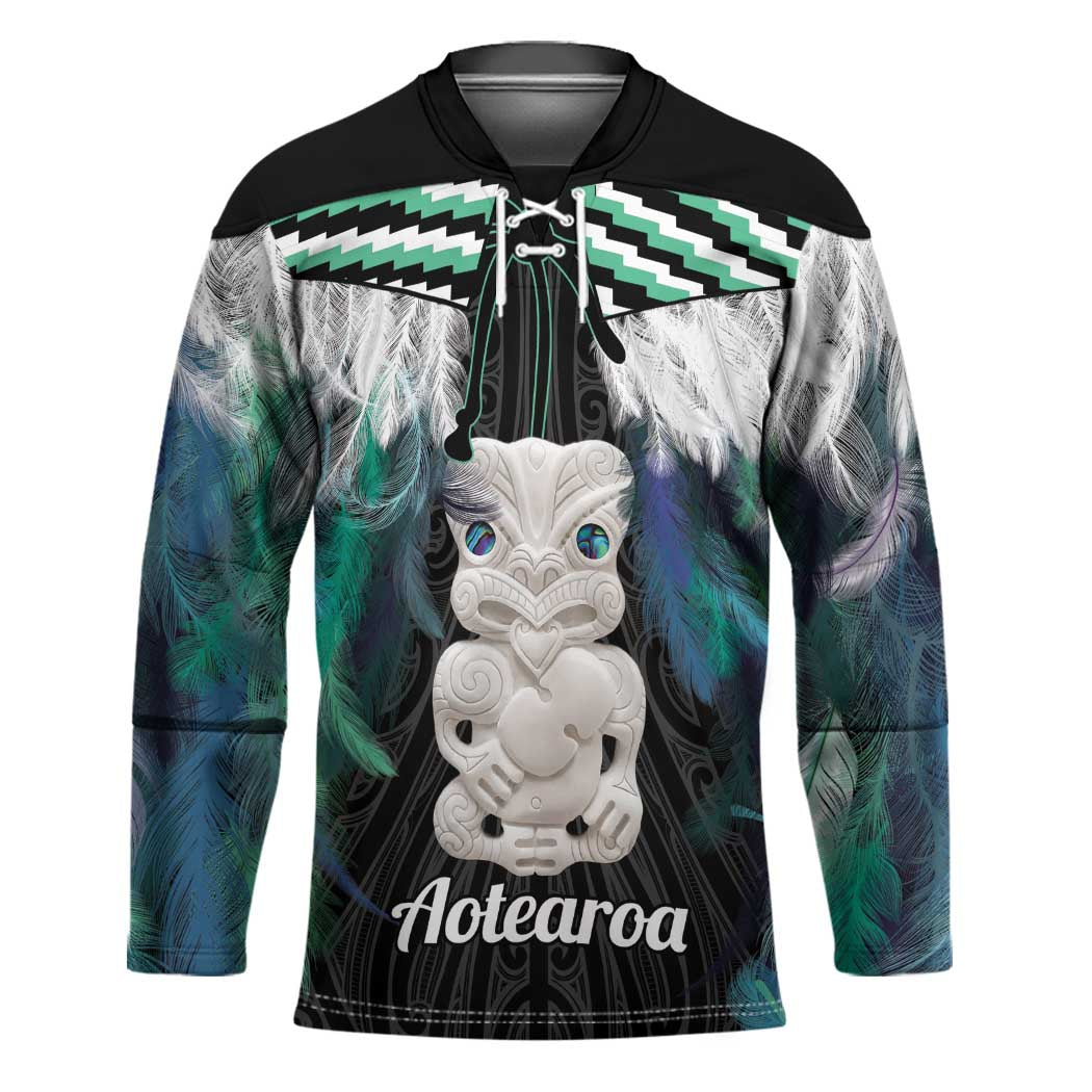 Aotearoa Korowai Motif Hockey Jersey Hei Tiki Poutama Maori Pattern - Polynesian Pride
