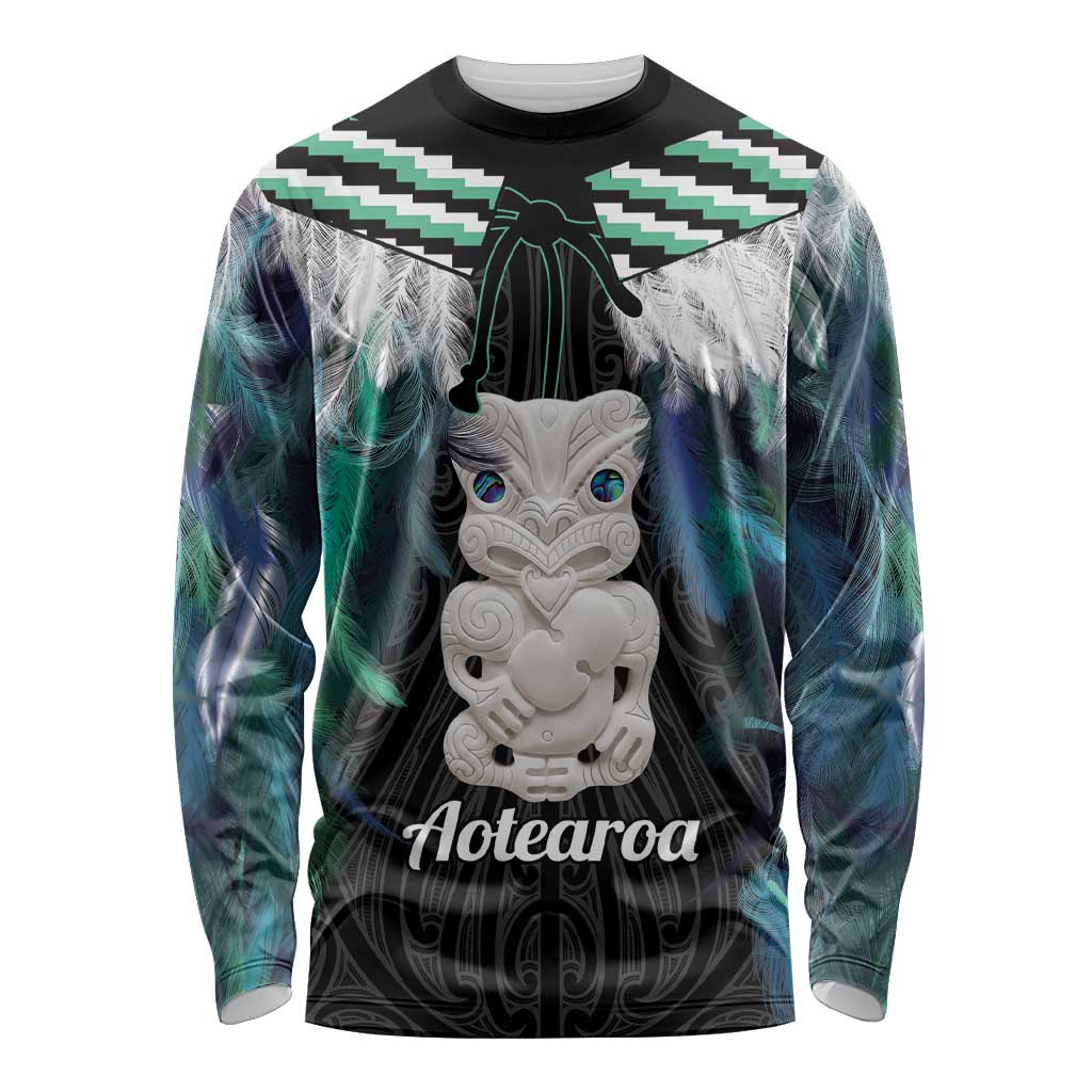 Aotearoa Korowai Motif Long Sleeve Shirt Hei Tiki Poutama Maori Pattern