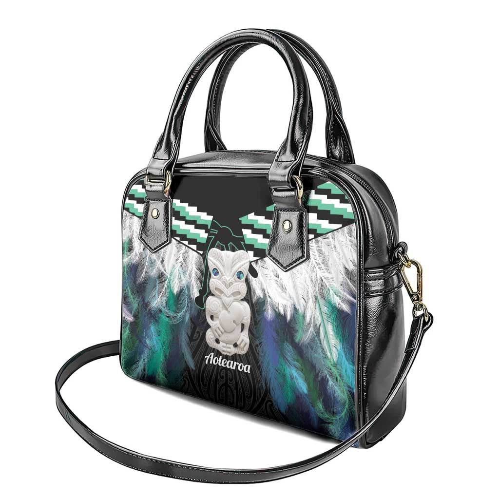 Aotearoa Korowai Motif Shoulder Handbag Hei Tiki Poutama Maori Pattern