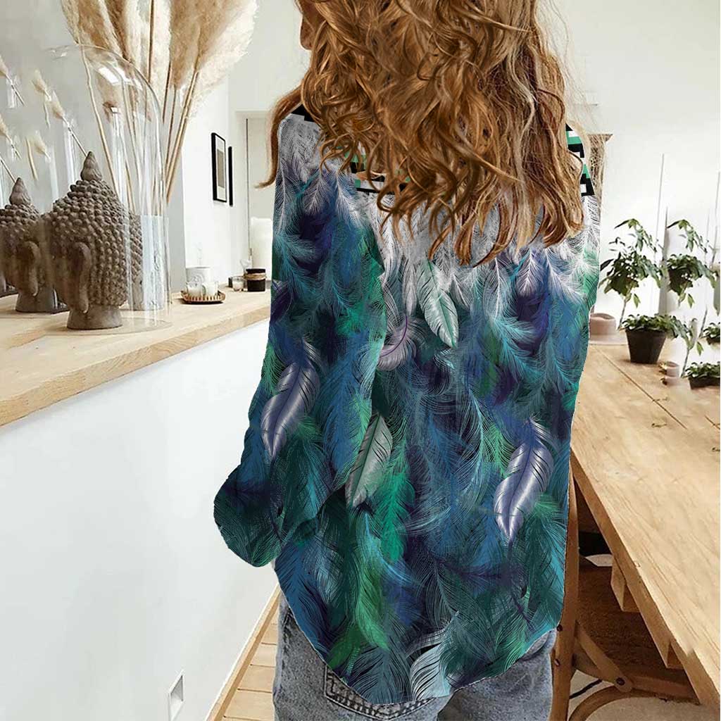 Aotearoa Korowai Motif Women Casual Shirt Hei Tiki Poutama Maori Pattern