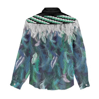 Aotearoa Korowai Motif Women Casual Shirt Hei Tiki Poutama Maori Pattern