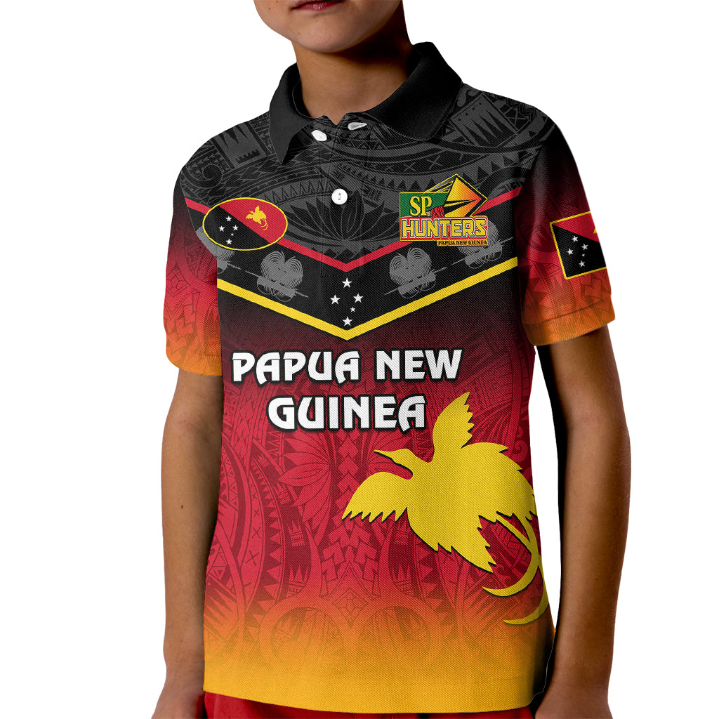 Papua New Guinea Rugby Kid Polo Shirt PNG Hunters Polynesian Black LT14 Kid Black - Polynesian Pride