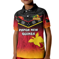Papua New Guinea Rugby Kid Polo Shirt PNG Hunters Polynesian Black LT14 Kid Black - Polynesian Pride
