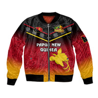 Personalised Papua New Guinea Rugby Bomber Jacket PNG Hunters Polynesian Black LT14 Unisex Black - Polynesian Pride