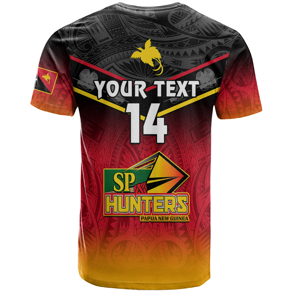 Custom Papua New Guinea Rugby T Shirt PNG Hunters Polynesian Black LT14 - Polynesian Pride