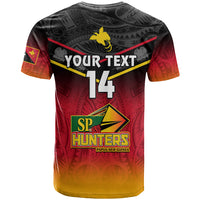 Custom Papua New Guinea Rugby T Shirt PNG Hunters Polynesian Black LT14 - Polynesian Pride