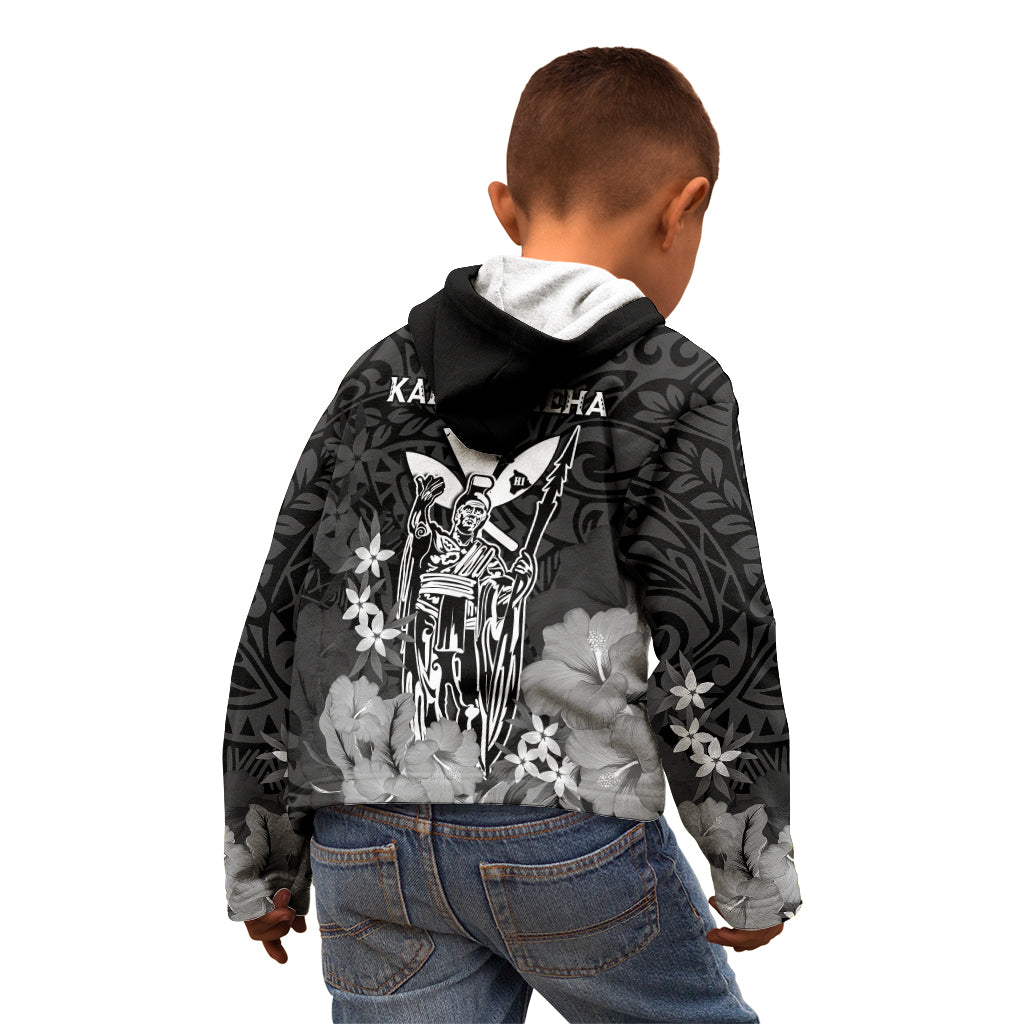 Polynesian Pride King Kamehameha Day Hawaii Kid Hoodie Polynesia Tribal Kanaka And Hibiscus Black LT14 - Polynesian Pride
