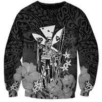 Polynesian Pride King Kamehameha Day Hawaii Sweatshirt Polynesia Tribal Kanaka And Hibiscus Black LT14 Unisex Black - Polynesian Pride