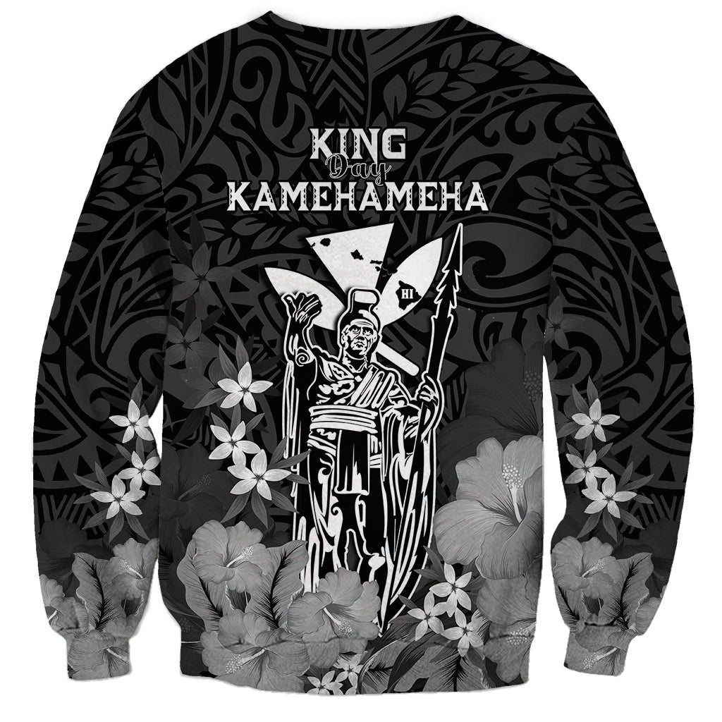 Polynesian Pride King Kamehameha Day Hawaii Sweatshirt Polynesia Tribal Kanaka And Hibiscus Black LT14 - Polynesian Pride