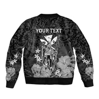 Personalised King Kamehameha Day Hawaii Bomber Jacket Polynesia Tribal Kanaka And Hibiscus Black LT14 - Polynesian Pride