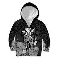 Personalised King Kamehameha Day Hawaii Kid Hoodie Polynesia Tribal Kanaka And Hibiscus Black LT14 Zip Hoodie Black - Polynesian Pride