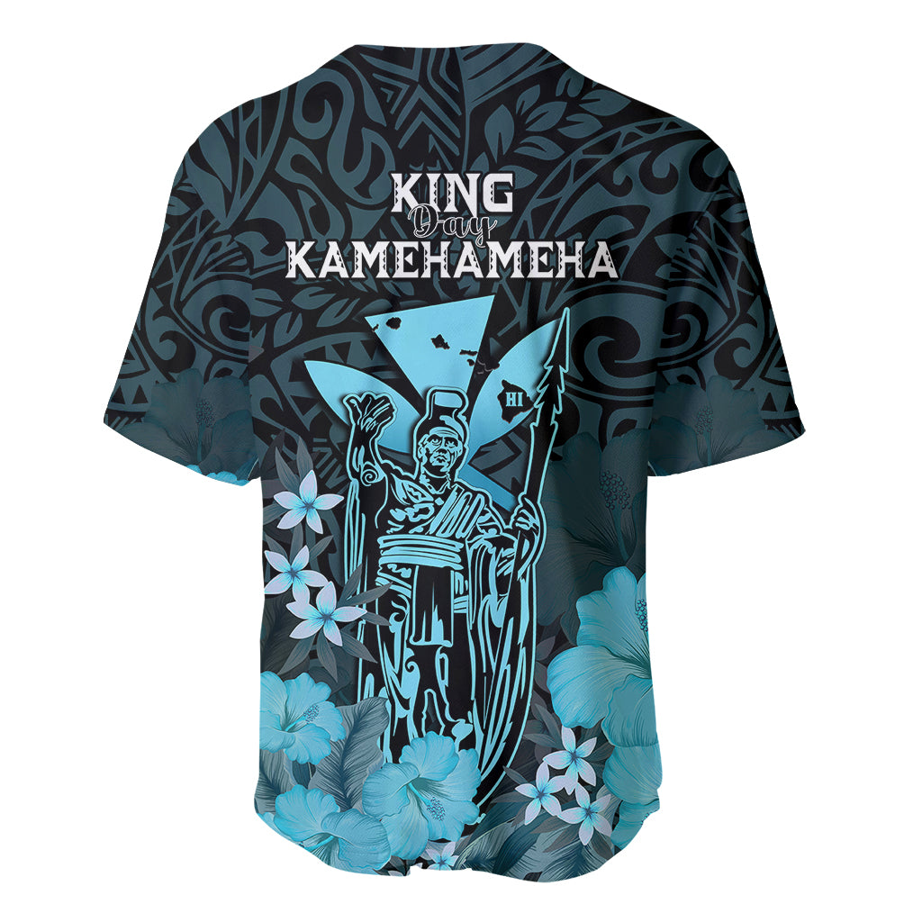 Polynesian Pride King Kamehameha Day Hawaii Baseball Jersey Polynesia Tribal Kanaka And Hibiscus Turquoise LT14 - Polynesian Pride