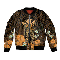 Personalised King Kamehameha Day Hawaii Bomber Jacket Polynesia Tribal Kanaka And Hibiscus Gold LT14 Unisex Gold - Polynesian Pride