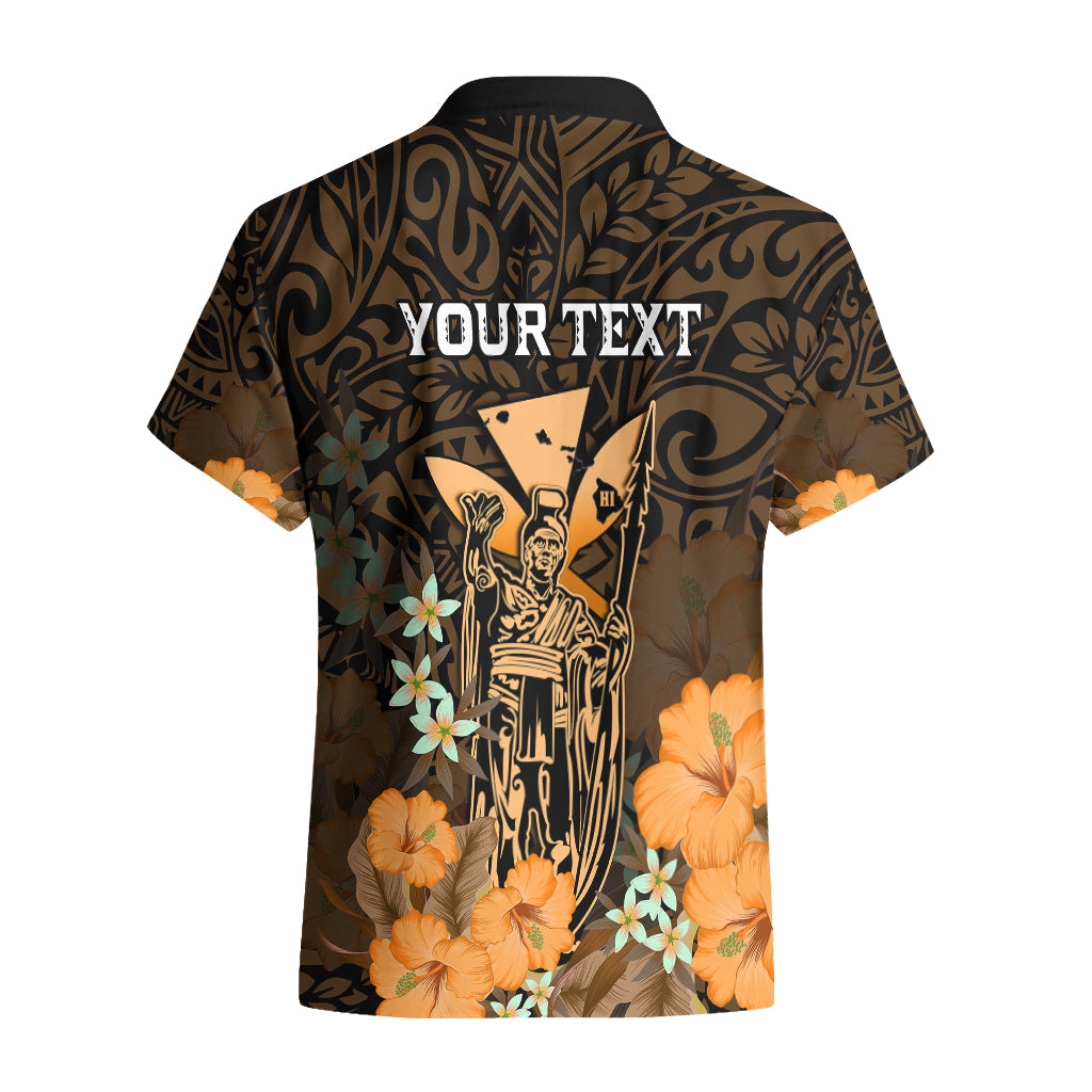 Personalised King Kamehameha Day Hawaii Hawaiian Shirt Polynesia Tribal Kanaka And Hibiscus Gold LT14 - Polynesian Pride