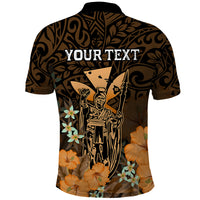 Custom King Kamehameha Day Hawaii Polo Shirt Polynesia Tribal Kanaka and Hibiscus Gold LT14 - Polynesian Pride