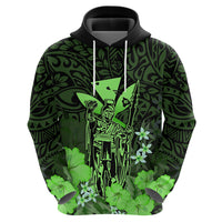 Polynesian Pride King Kamehameha Day Hawaii Hoodie Polynesia Tribal Kanaka and Hibiscus Green LT14 - Polynesian Pride