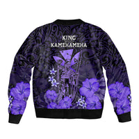 Polynesian Pride King Kamehameha Day Hawaii Bomber Jacket Polynesia Tribal Kanaka And Hibiscus Purple LT14 - Polynesian Pride