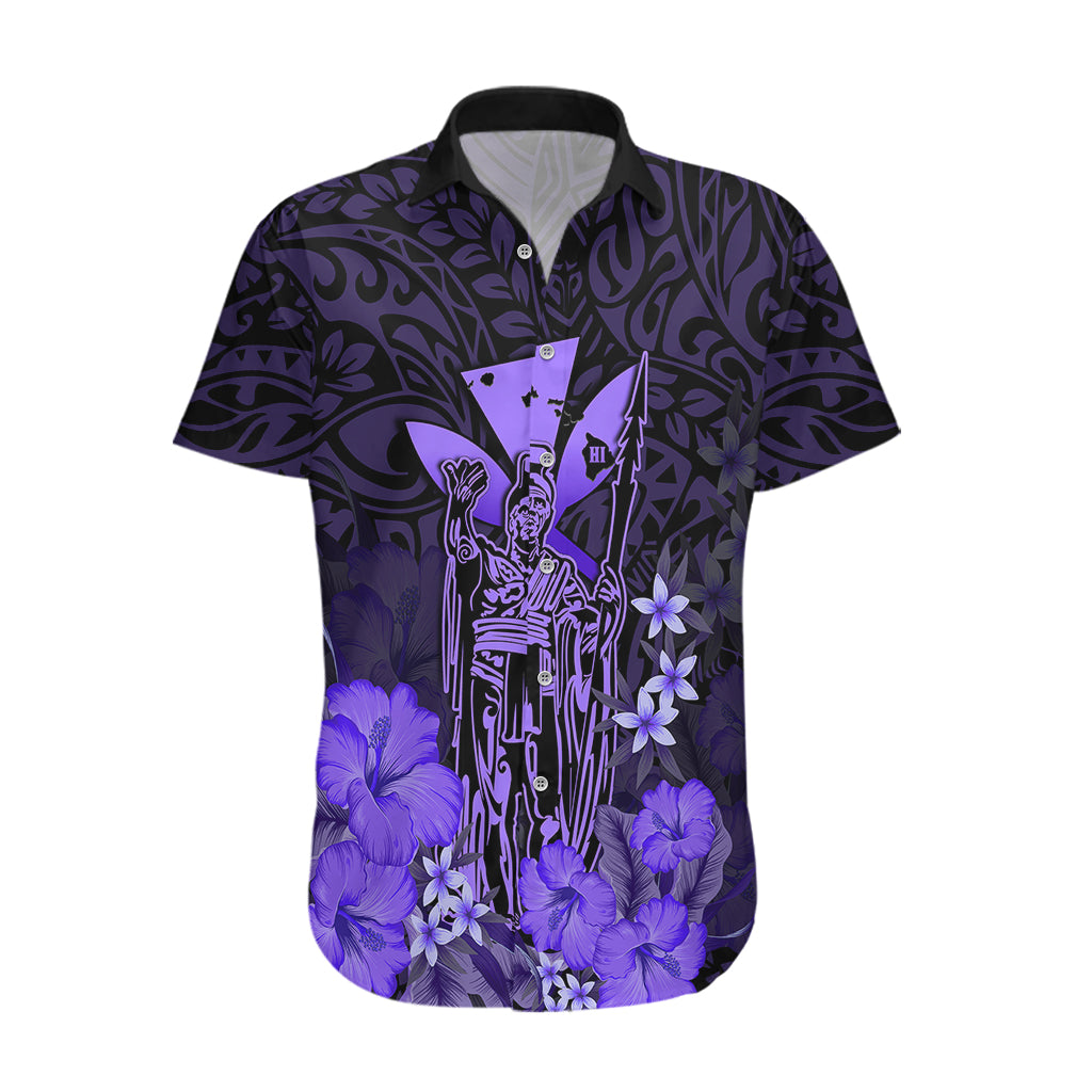 Polynesian Pride King Kamehameha Day Hawaii Hawaiian Shirt Polynesia Tribal Kanaka And Hibiscus Purple LT14 Purple - Polynesian Pride