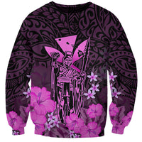 Polynesian Pride King Kamehameha Day Hawaii Sweatshirt Polynesia Tribal Kanaka And Hibiscus Pink LT14 Unisex Pink - Polynesian Pride