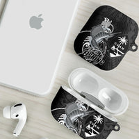 Guam Blue Marlin Fishing AirPods Case Guahan Fish Hook Tattoo Black Version