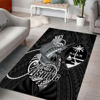 Guam Blue Marlin Fishing Area Rug Guahan Fish Hook Tattoo Black Version