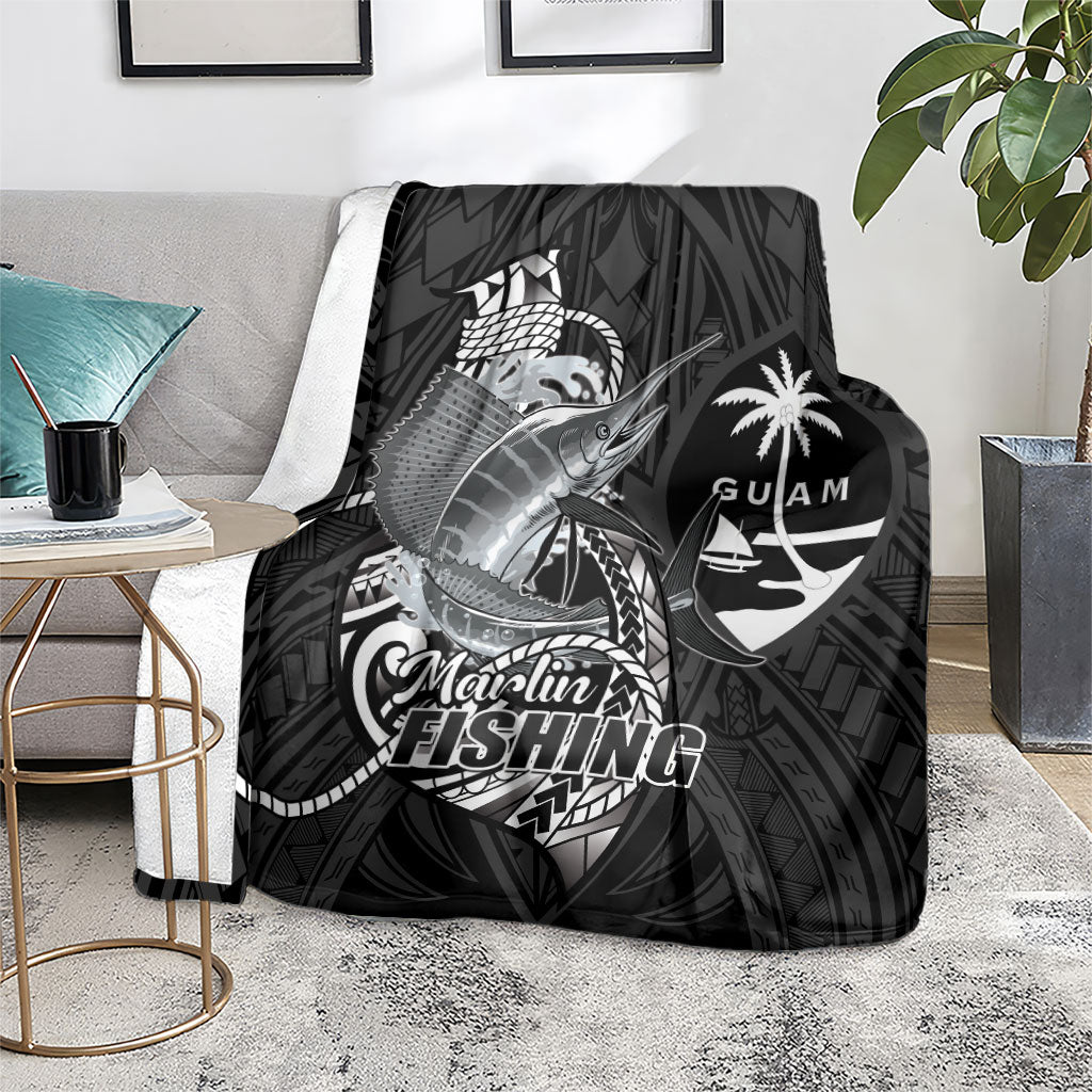 Guam Blue Marlin Fishing Blanket Guahan Fish Hook Tattoo Black Version
