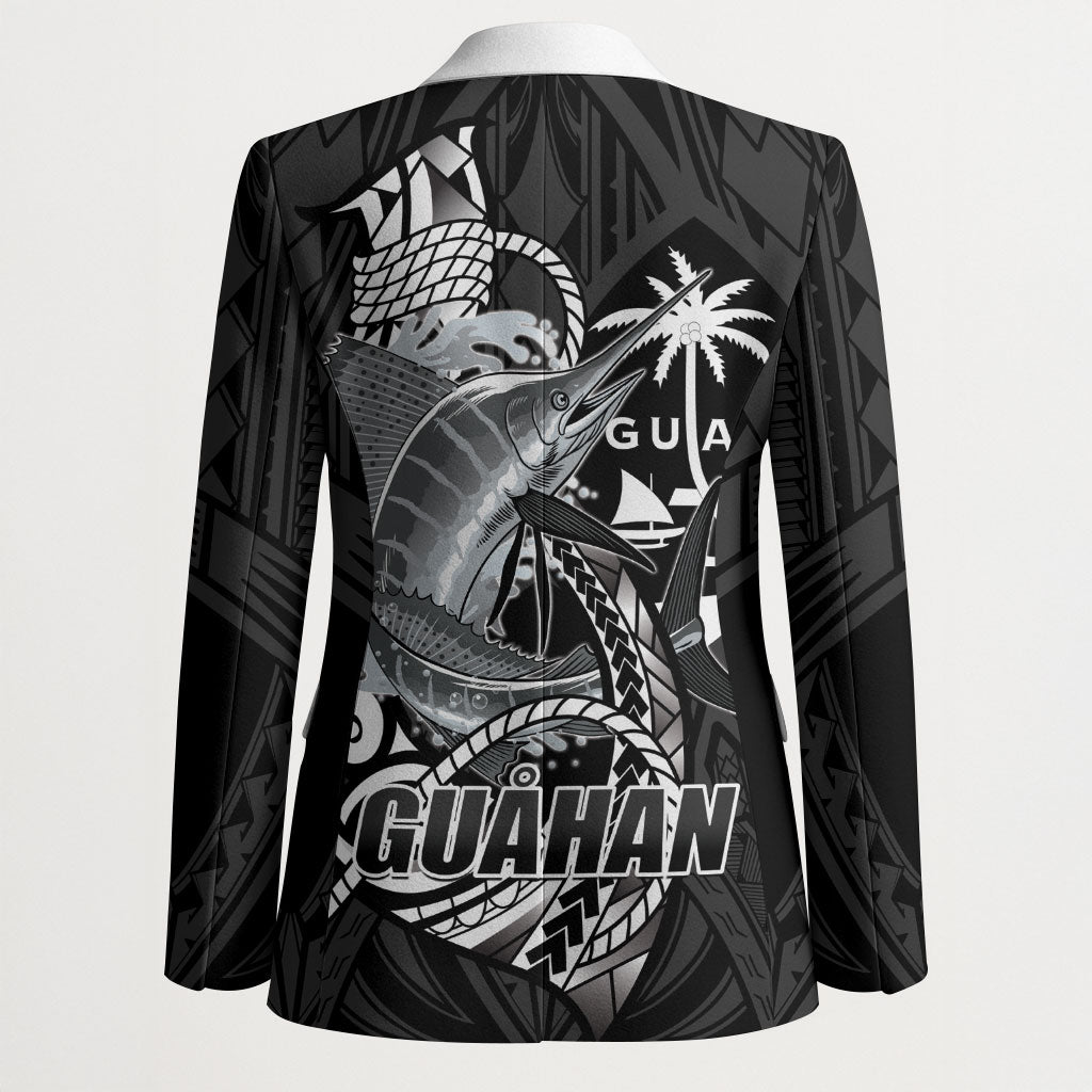 Guam Blue Marlin Fishing Blazer Guahan Fish Hook Tattoo Black Version