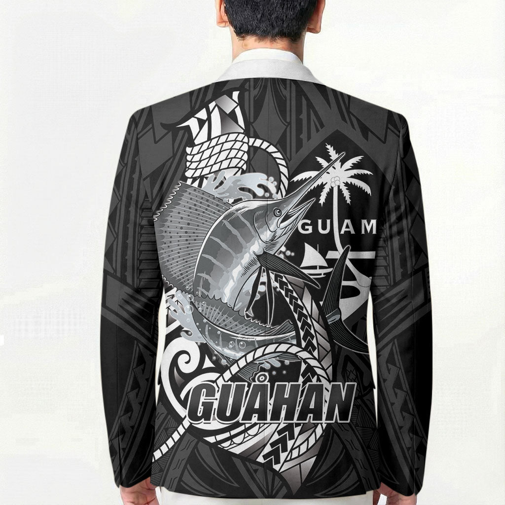 Guam Blue Marlin Fishing Blazer Guahan Fish Hook Tattoo Black Version