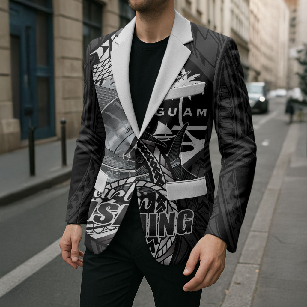 Guam Blue Marlin Fishing Blazer Guahan Fish Hook Tattoo Black Version