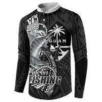 Guam Blue Marlin Fishing Button Sweatshirt Guahan Fish Hook Tattoo Black Version