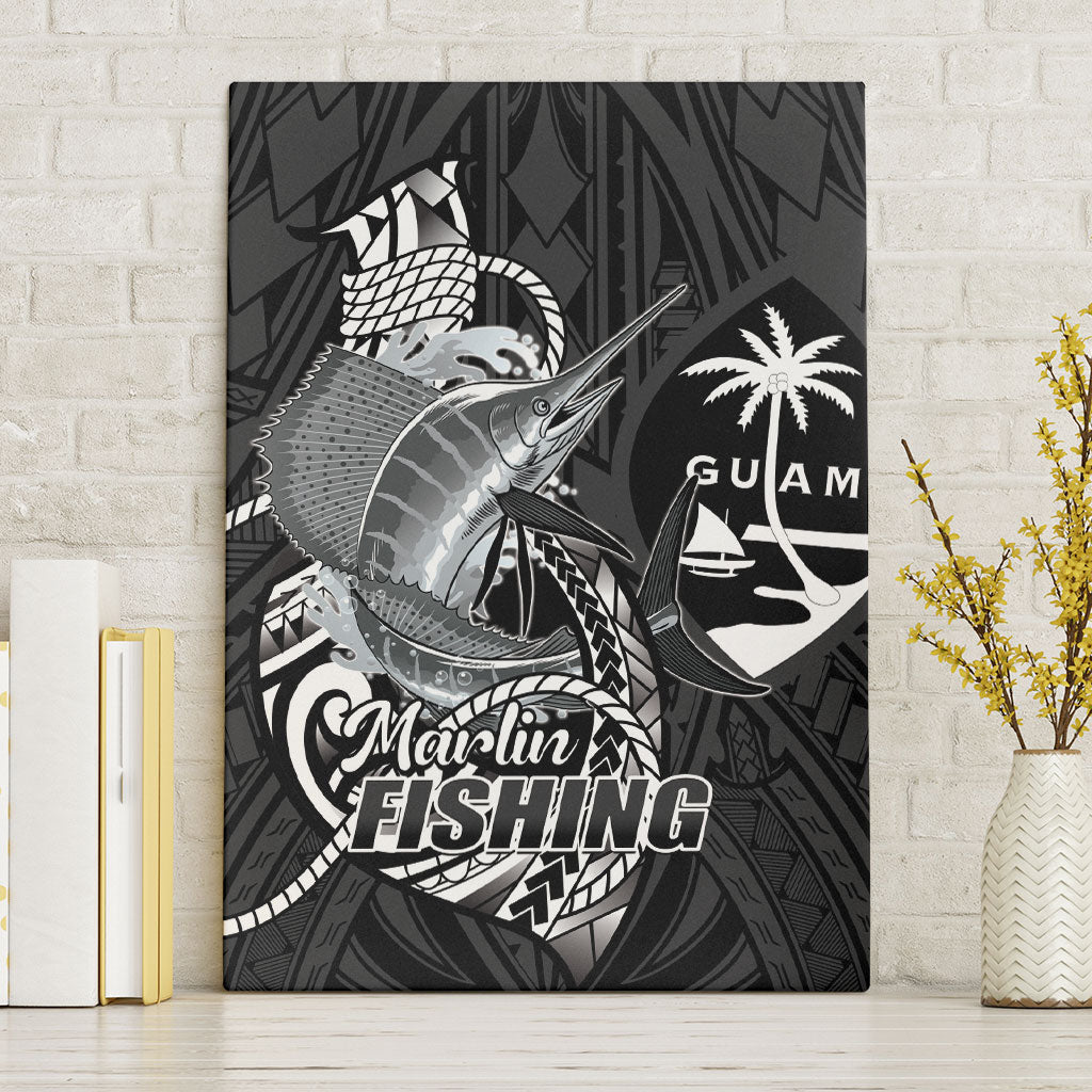 Guam Blue Marlin Fishing Canvas Wall Art Guahan Fish Hook Tattoo Black Version