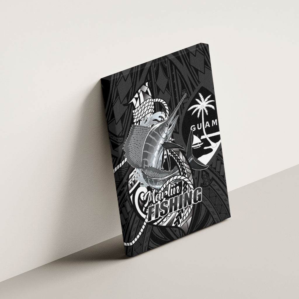 Guam Blue Marlin Fishing Canvas Wall Art Guahan Fish Hook Tattoo Black Version