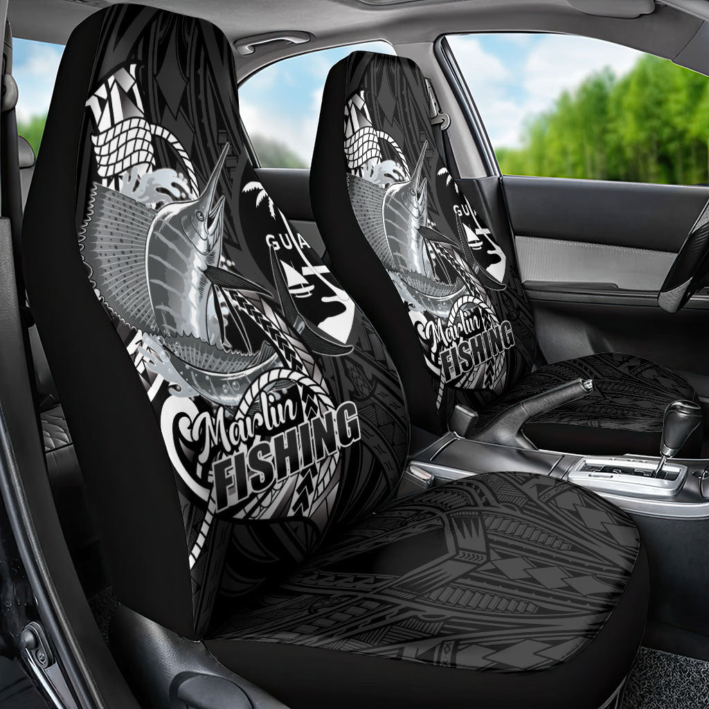 Guam Blue Marlin Fishing Car Seat Cover Guahan Fish Hook Tattoo Black Version