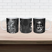 Guam Blue Marlin Fishing Ceramic Mug Guahan Fish Hook Tattoo Black Version