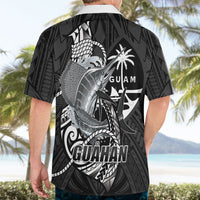 Guam Blue Marlin Fishing Hawaiian Shirt Guahan Fish Hook Tattoo Black Version