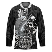 Guam Blue Marlin Fishing Hockey Jersey Guahan Fish Hook Tattoo Black Version