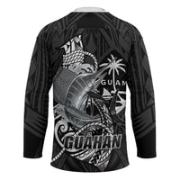 Guam Blue Marlin Fishing Hockey Jersey Guahan Fish Hook Tattoo Black Version