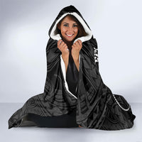 Guam Blue Marlin Fishing Hooded Blanket Guahan Fish Hook Tattoo Black Version